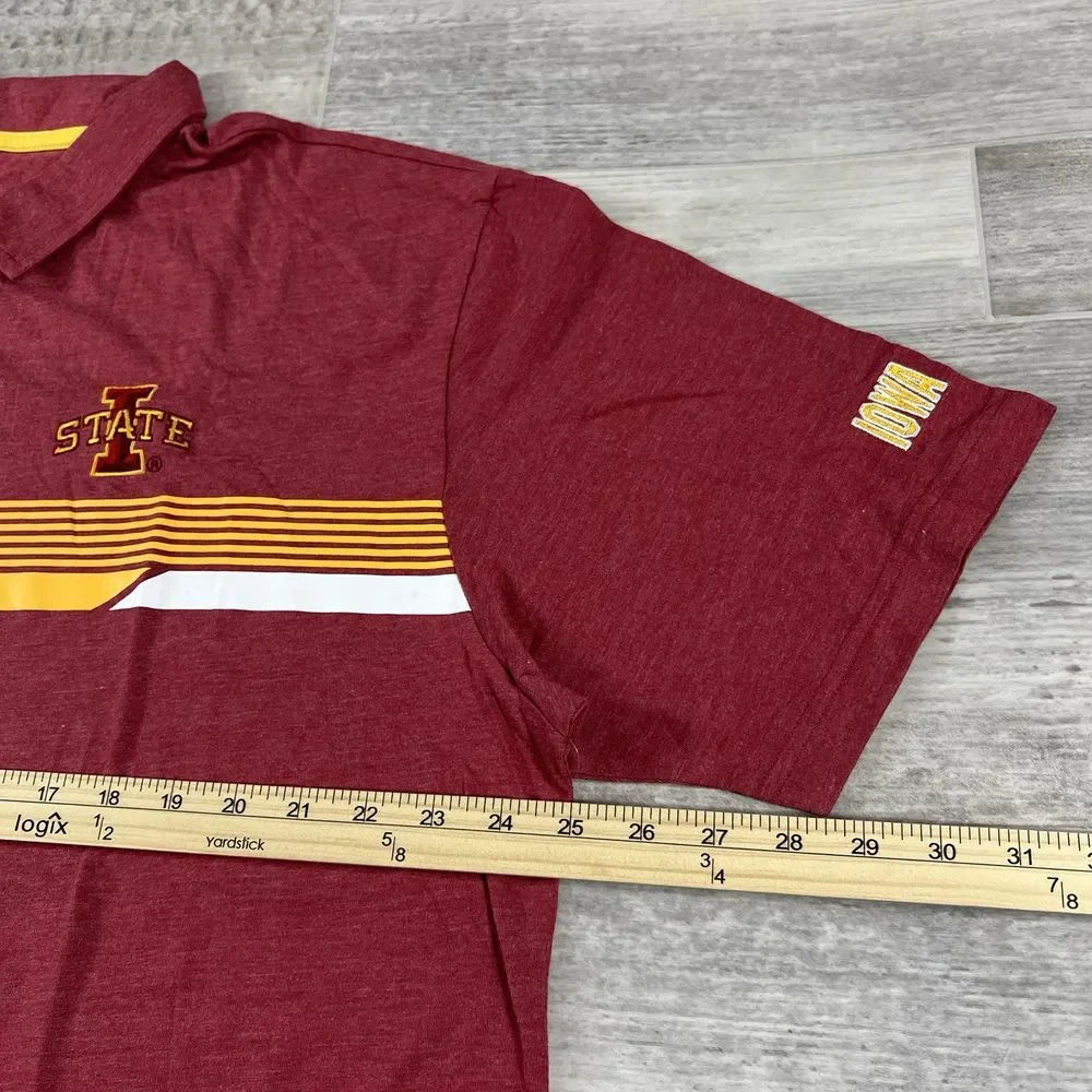 Men's 2XL Colosseum Cardinal Iowa State Cyclones‎ No Problemo Polo Shirt NWOT